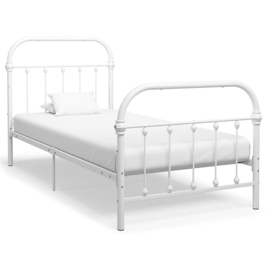 vidaXL Bed Frame White Metal 90x200 cm