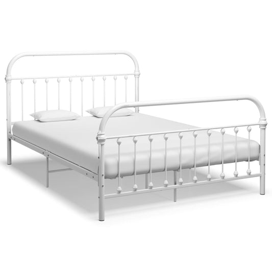 vidaXL Bed Frame White Metal 140x200 cm
