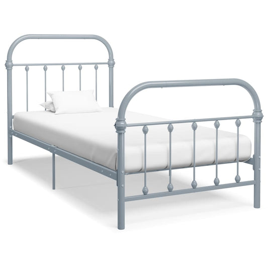 vidaXL Bed Frame Grey Metal 90x200 cm