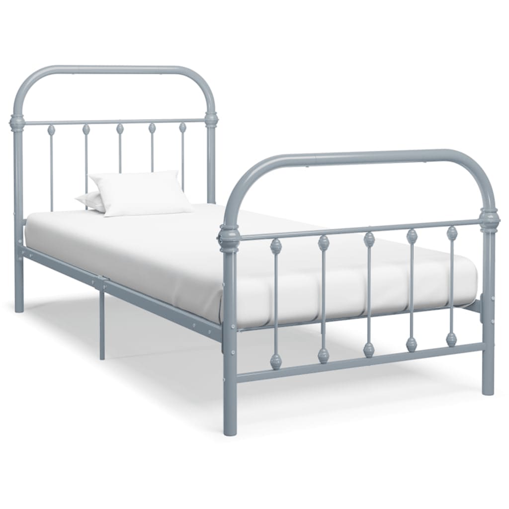 vidaXL Bed Frame Grey Metal 100x200 cm