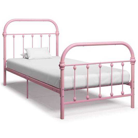 vidaXL Bed Frame Pink Metal 100x200 cm