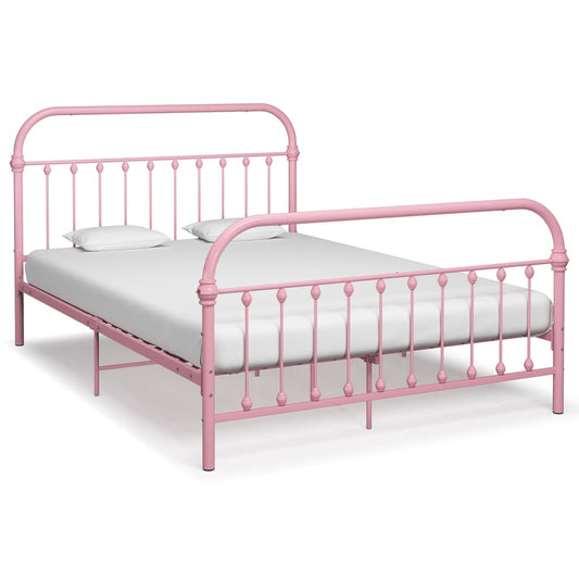 vidaXL Bed Frame Pink Metal 140x200 cm