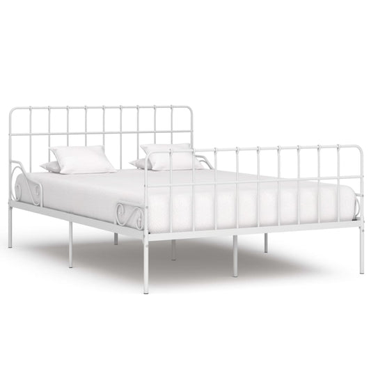 vidaXL Bed Frame with Slatted Base White Metal 120x200 cm