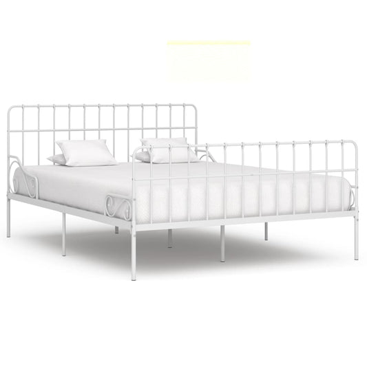 vidaXL Bed Frame with Slatted Base White Metal 200x200 cm