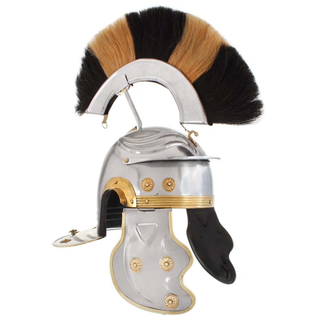 vidaXL Roman Soldier Helmet Antique Replica LARP Silver Steel