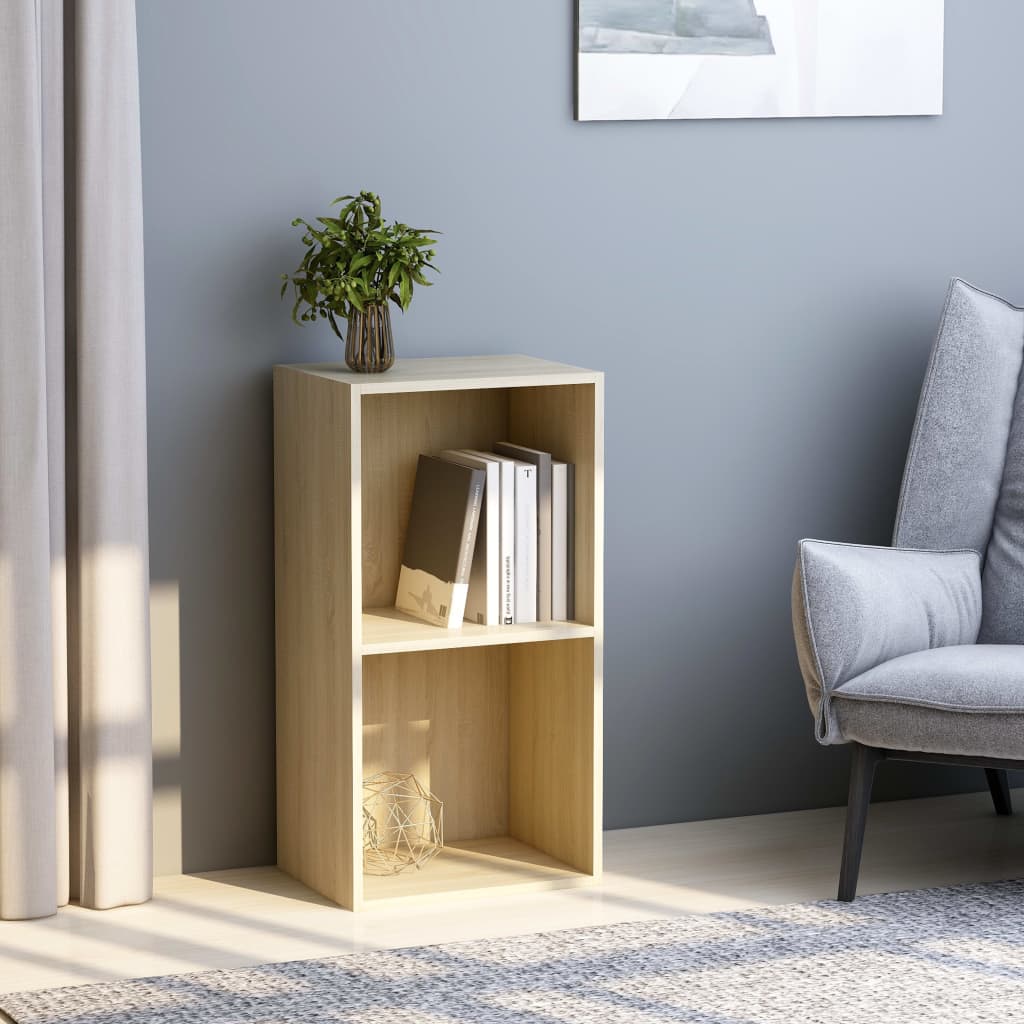 vidaXL 2-Tier Book Cabinet Sonoma Oak 40x30x76.5 cm Engineered Wood