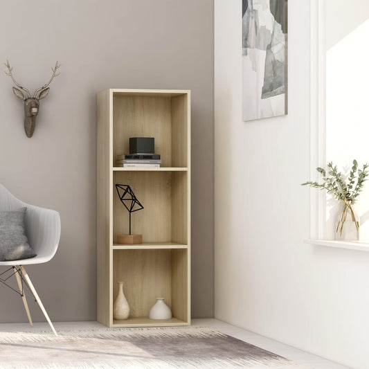 vidaXL 3-Tier Book Cabinet Sonoma Oak 40x30x114 cm Engineered Wood