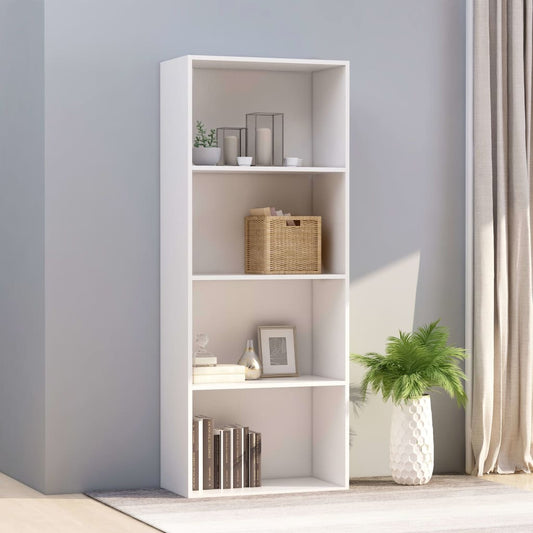 vidaXL 4-Tier Book Cabinet White 60x30x151.5 cm Engineered Wood