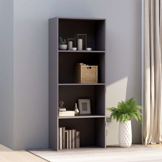 vidaXL 4-Tier Book Cabinet Grey 60x30x151.5 cm Engineered Wood