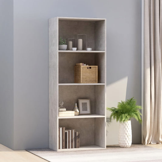 vidaXL 4-Tier Book Cabinet Concrete Grey 60x30x151.5 cm Engineered Wood