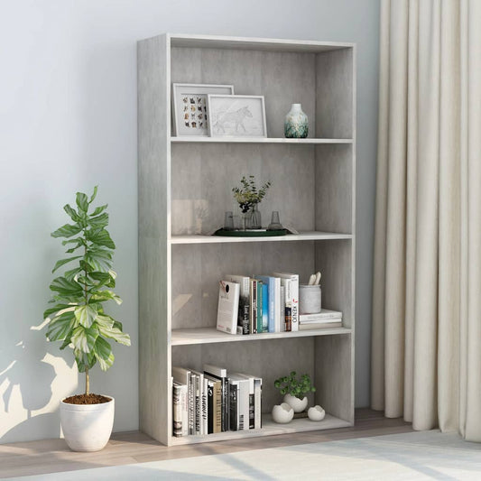 vidaXL 4-Tier Book Cabinet Concrete Grey 80x30x1515 cm Engineered Wood