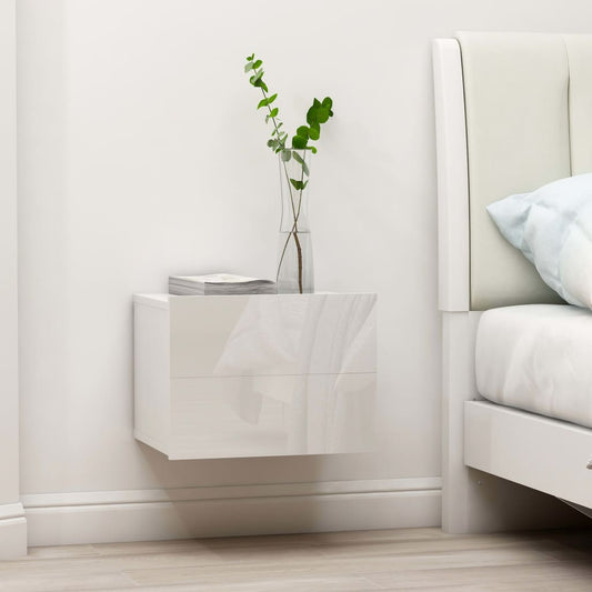 vidaXL Bedside Cabinet High Gloss White 40x30x30 cm Engineered Wood
