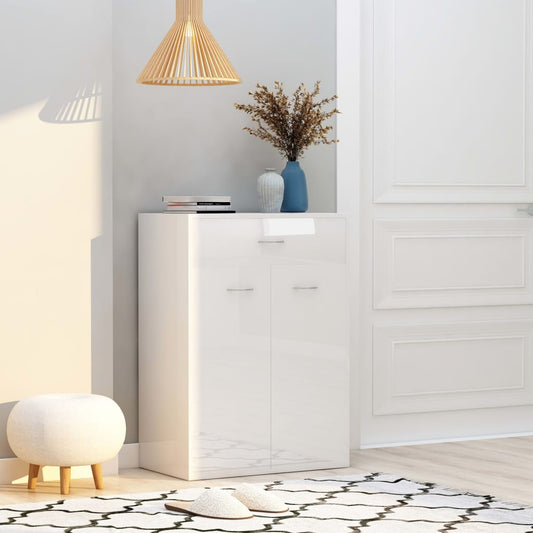 vidaXL Shoe Cabinet High Gloss White 60x35x84 cm Engineered Wood