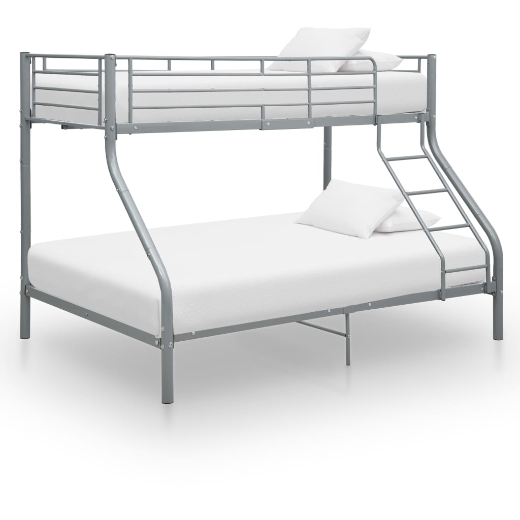 vidaXL Bunk Bed Frame Grey Metal 140x200 cm/90x200 cm