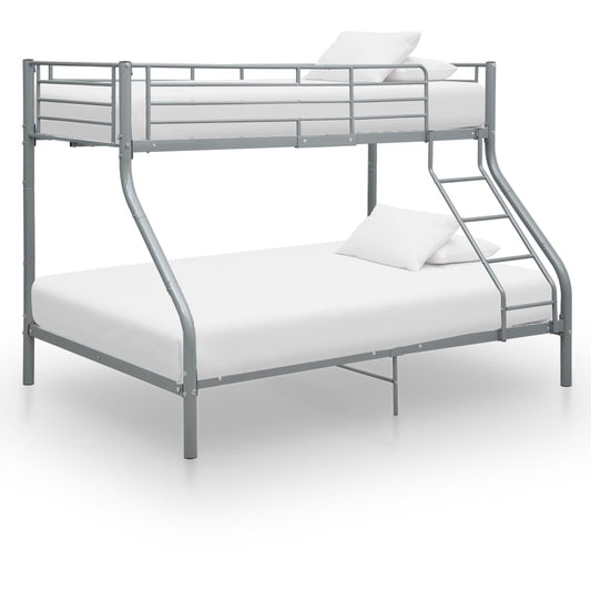 vidaXL Bunk Bed Frame Grey Metal 140x200 cm/90x200 cm