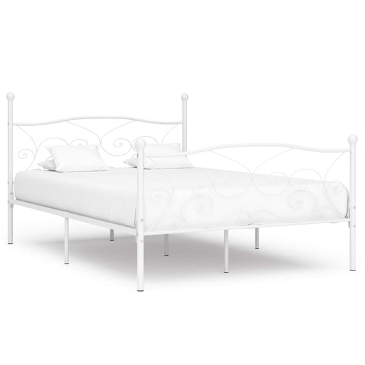 vidaXL Bed Frame with Slatted Base White Metal 140x200 cm