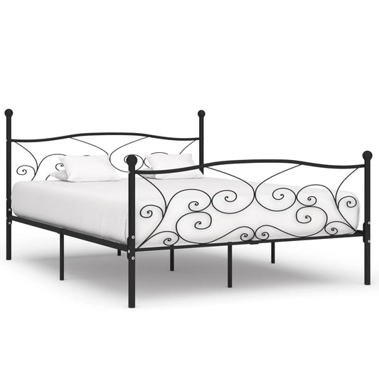 vidaXL Bed Frame with Slatted Base Black Metal 180x200 cm 6FT Super King