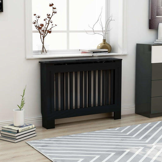 vidaXL Radiator Cover Black 112x19x81 cm MDF