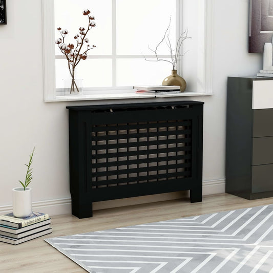 vidaXL Radiator Cover Black 112x19x81 cm MDF