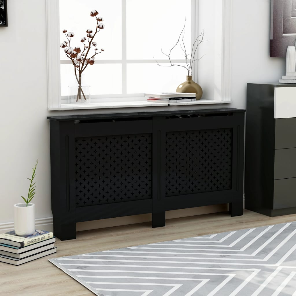 vidaXL Radiator Cover Black 152x19x81 cm MDF