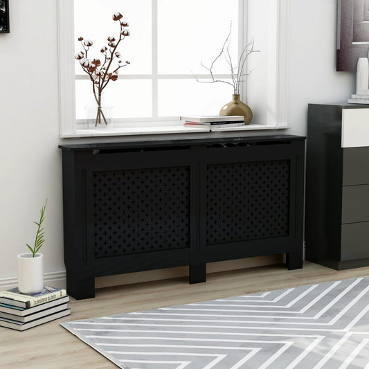vidaXL Radiator Cover Black 152x19x81 cm MDF