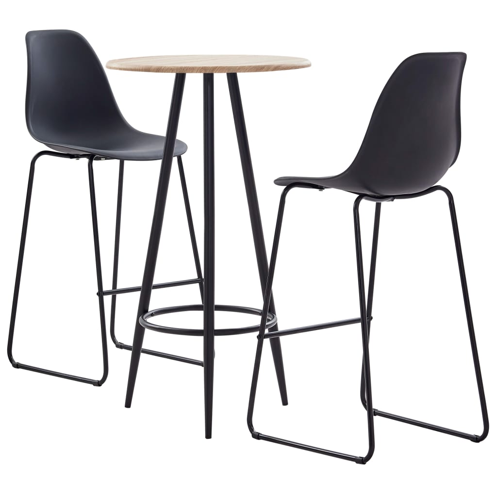 vidaXL 3 Piece Bar Set Plastic Black