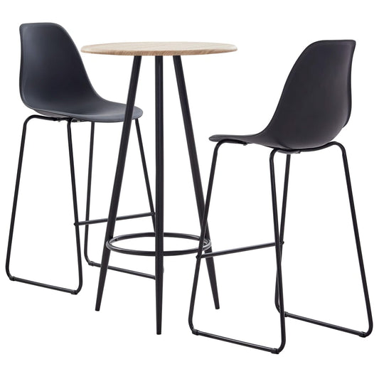 vidaXL 3 Piece Bar Set Plastic Black