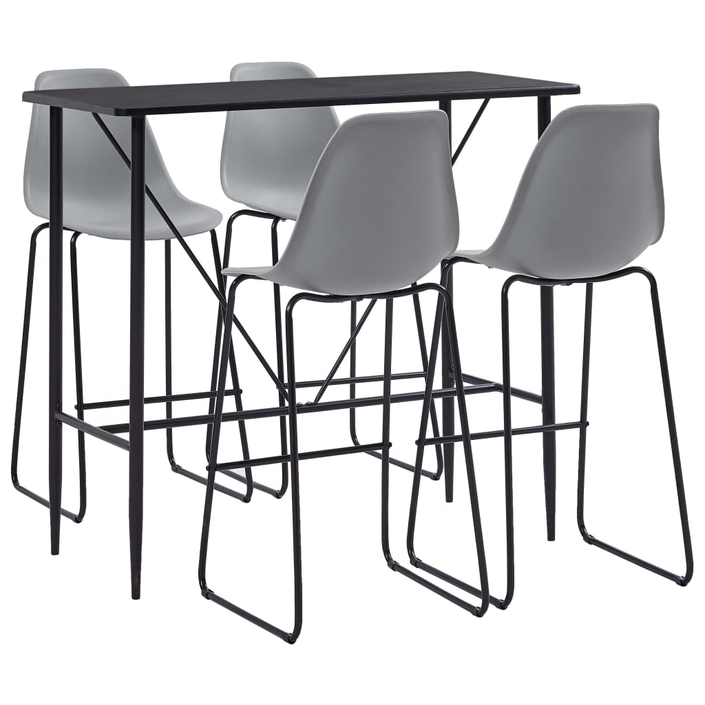 vidaXL 5 Piece Bar Set Plastic Grey