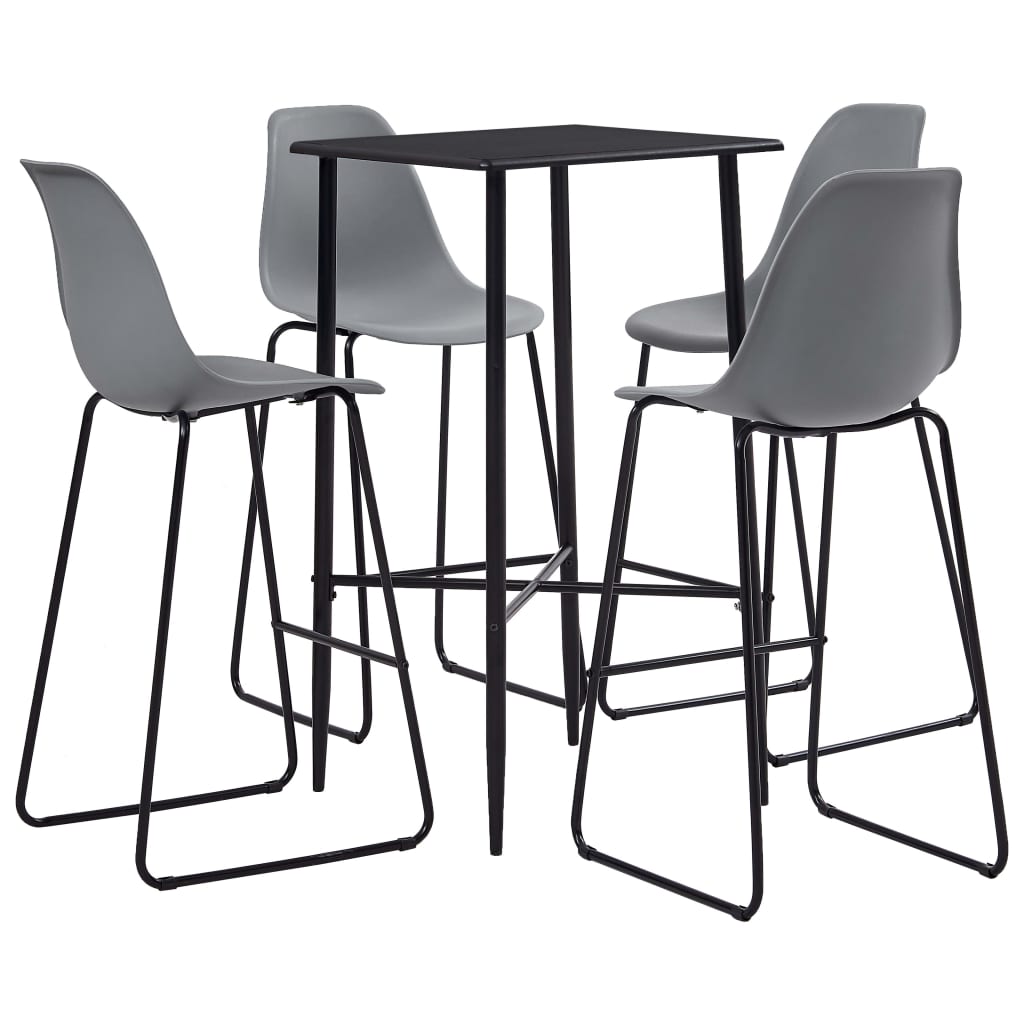 vidaXL 5 Piece Bar Set Plastic Grey