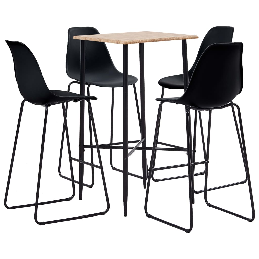 vidaXL 5 Piece Bar Set Plastic Black