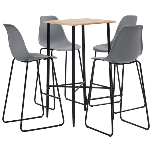 vidaXL 5 Piece Bar Set Plastic Grey
