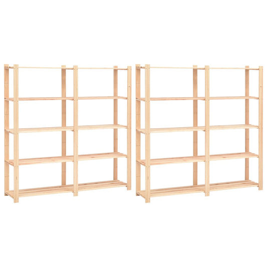 vidaXL 5-Tier Storage Racks 2 pcs 170x38x170 cm Solid Pinewood 500 kg