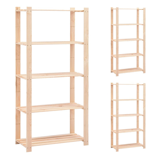vidaXL 5-Tier Storage Racks 3 pcs 80x38x170 cm Solid Pinewood 250 kg
