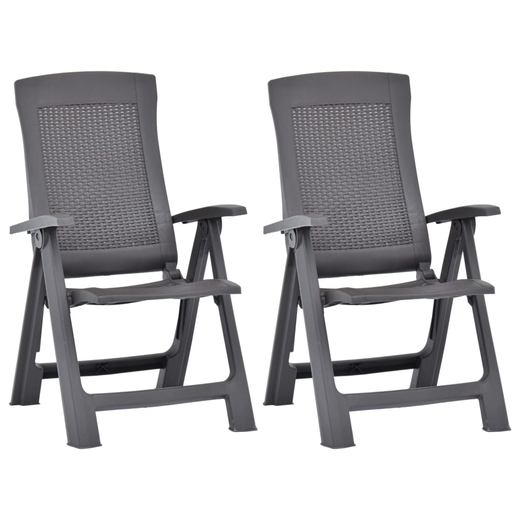 vidaXL Garden Reclining Chairs 2 pcs Plastic Mocca