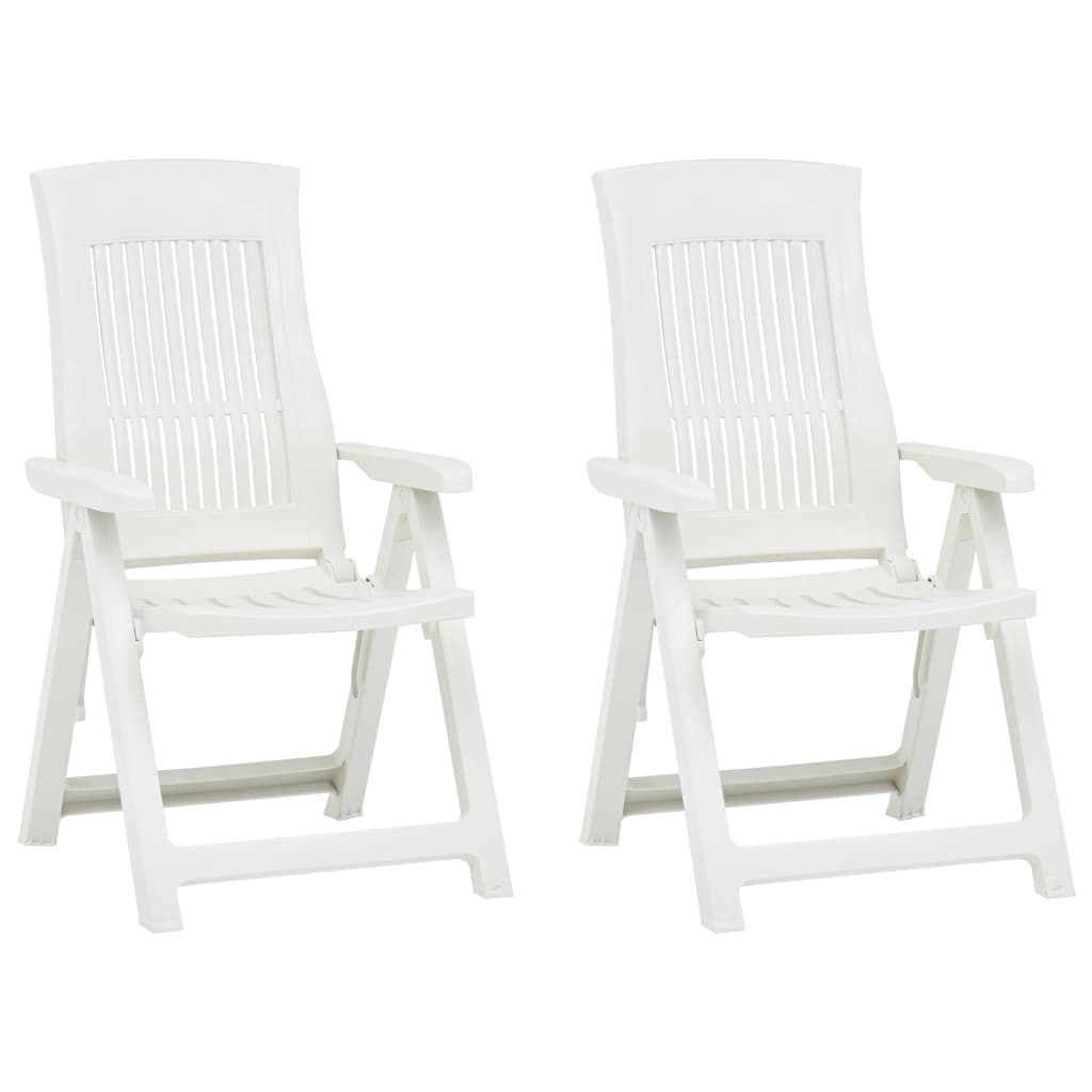 vidaXL Garden Reclining Chairs 2 pcs Plastic White