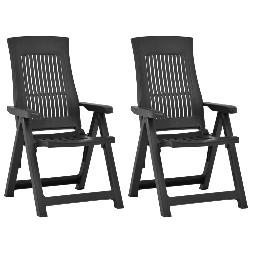 vidaXL Garden Reclining Chairs 2 pcs Plastic Anthracite