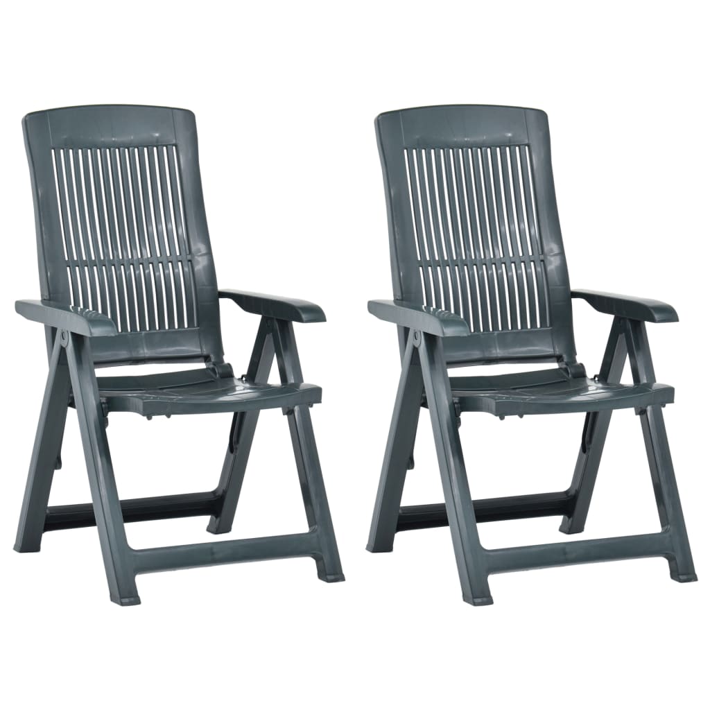 vidaXL Garden Reclining Chairs 2 pcs Plastic Green