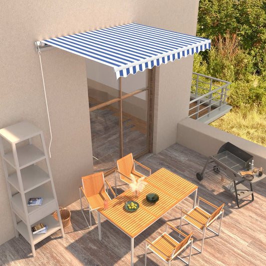 vidaXL Manual Retractable Awning 300x250 cm Blue and White
