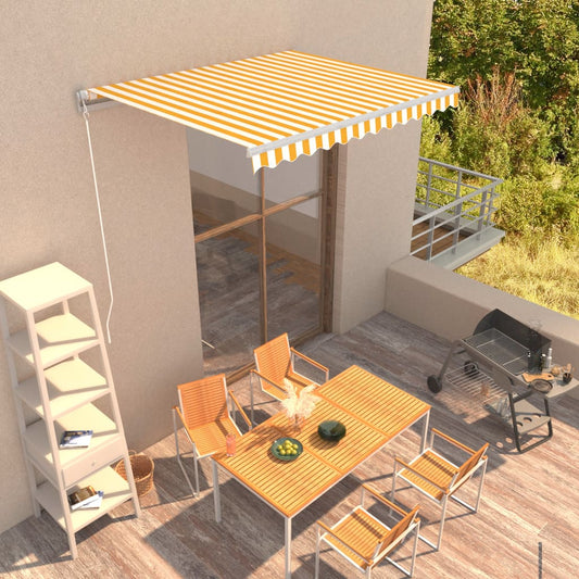 vidaXL Manual Retractable Awning 300x250 cm Yellow and White
