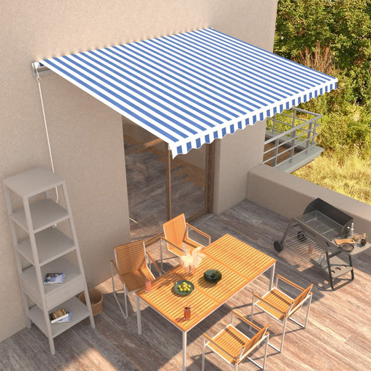 vidaXL Manual Retractable Awning 400x300 cm Blue and White