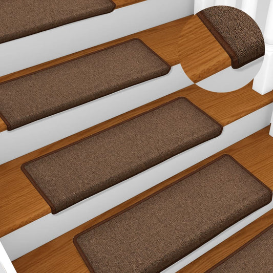 vidaXL Carpet Stair Treads 15 pcs 65x21x4 cm Brown