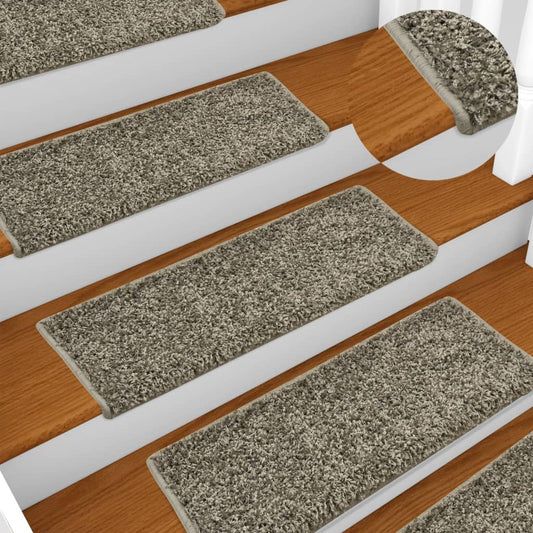 vidaXL Carpet Stair Treads 15 pcs 65x21x4 cm Grey