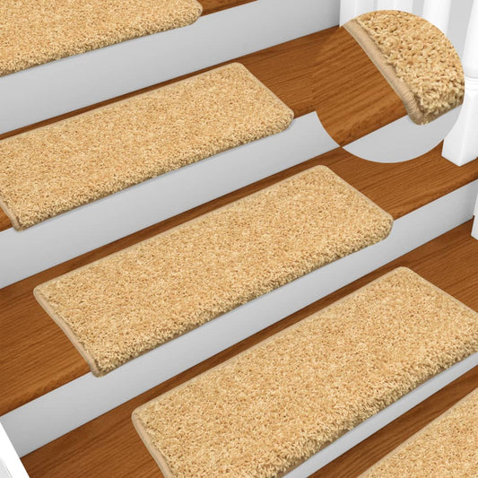 vidaXL Carpet Stair Treads 15 pcs 65x21x4 cm Beige