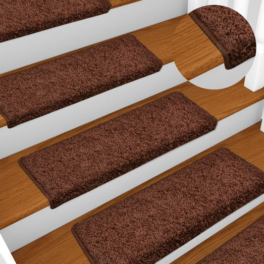 vidaXL Carpet Stair Treads 15 pcs 65x21x4 cm Brown