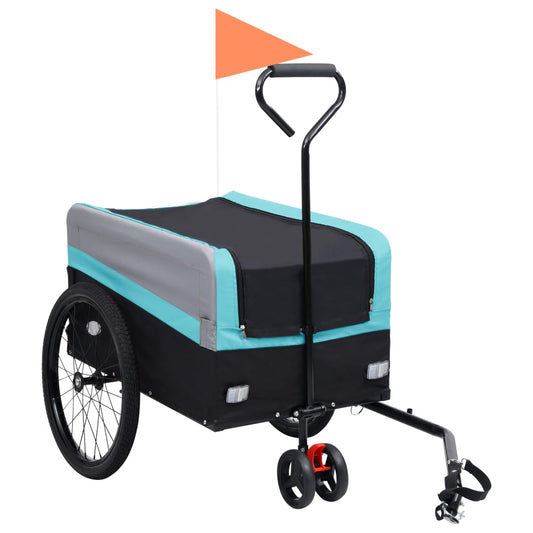 vidaXL 2-in-1 XXL Cargo Bike Trailer & Trolley Blue Grey and Black