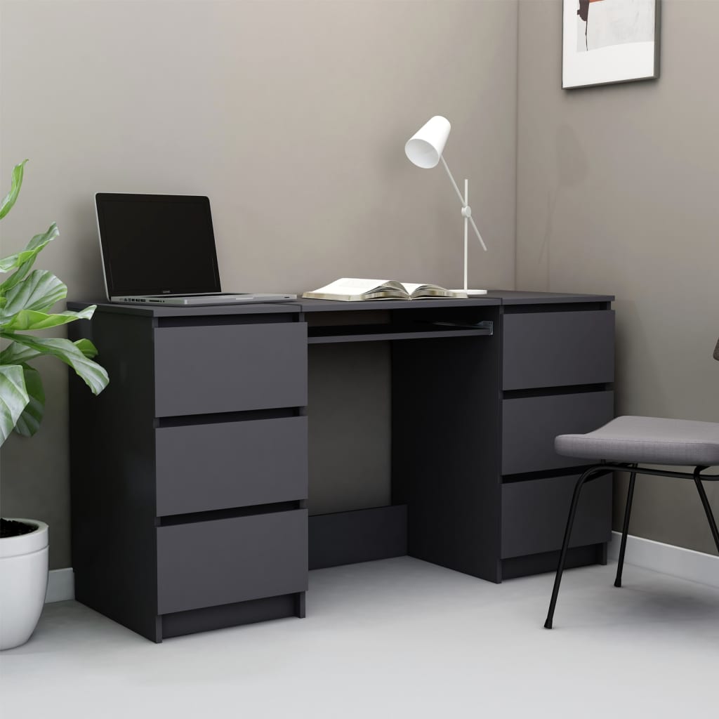 vidaXL Writing Desk Grey 140x50x77 cm Engineered Wood