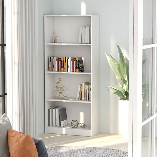 vidaXL 4-Tier Book Cabinet White 60x24x142 cm Engineered Wood