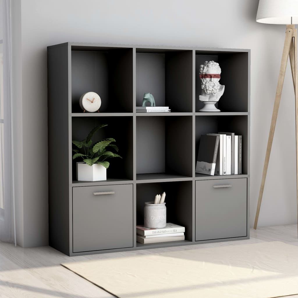 vidaXL Book Cabinet Grey 98x30x98 cm Engineered Wood