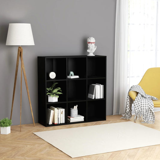vidaXL Book Cabinet Black 98x30x98 cm Engineered Wood