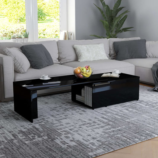 vidaXL Coffee Table High Gloss Black 150x50x35 cm Engineered Wood